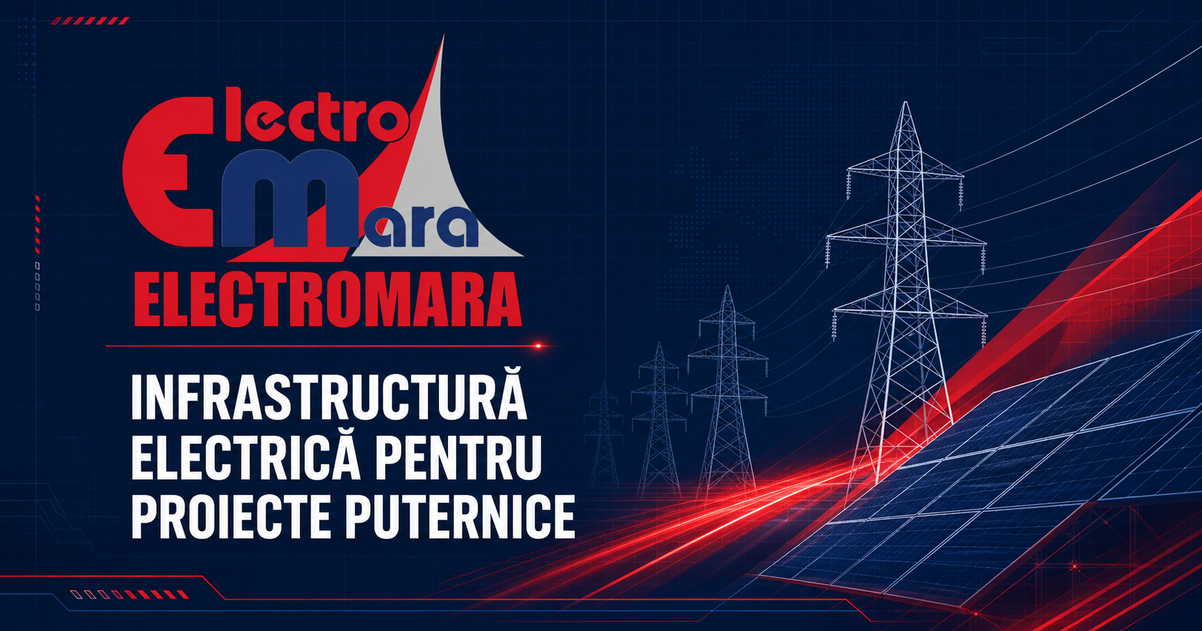 Electromara — infrastructură electrică, linii de înaltă tensiune și panouri fotovoltaice